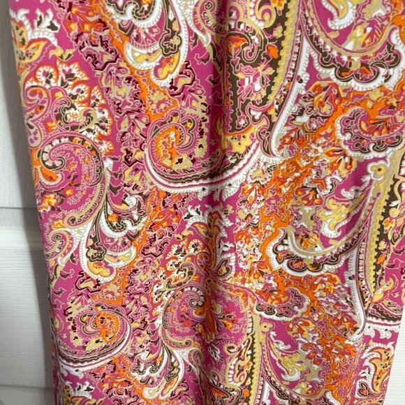 LOFT Women's Pink Orange Paisley Y2K Retro Beaded Strap Stretch Mini Dress 10P - Picture 5 of 7